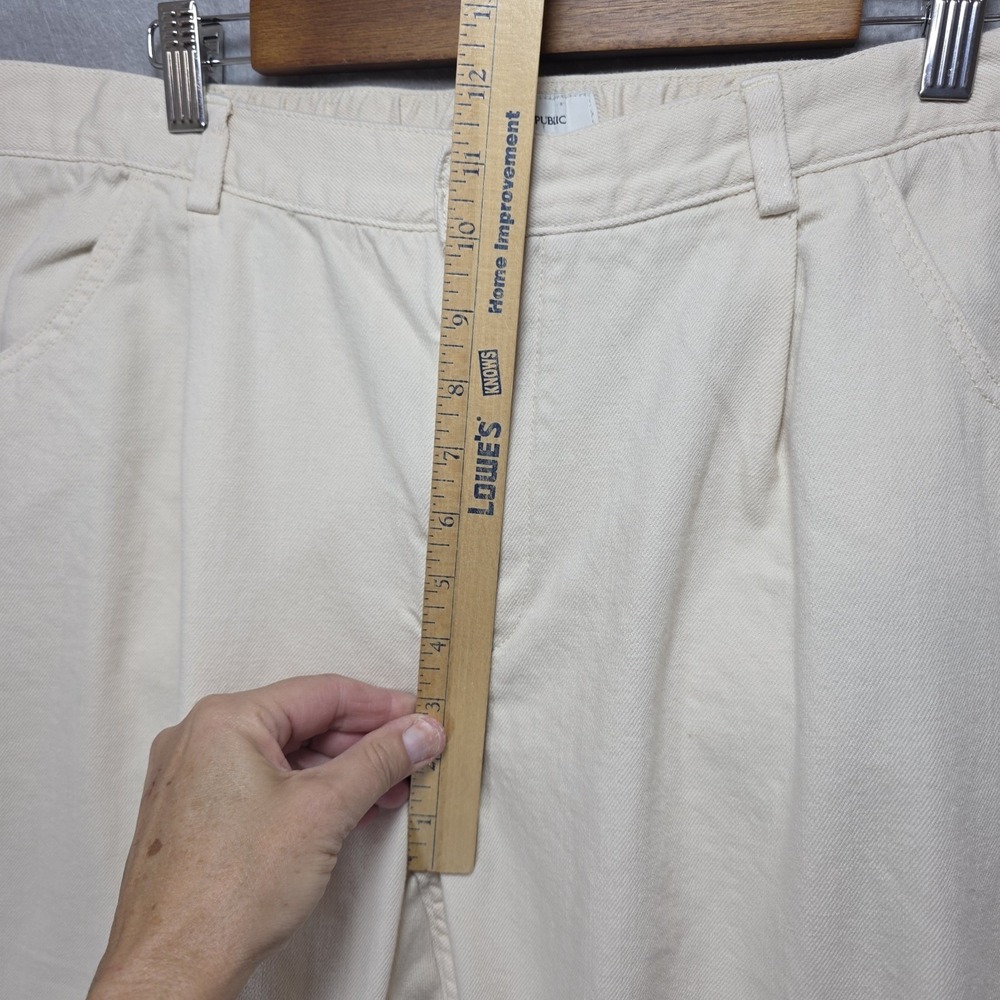 Banana Republic Pleated Pants Womens XL Straight Leg Twill Casual Pockets Creme - Picture 14 of 15
